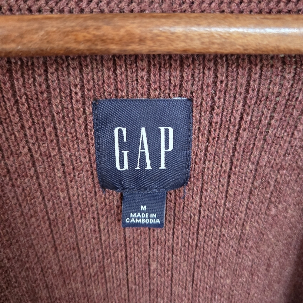 GAP Women's Long Open Cardigan in Rich Rust Brick Colour Size Med - Picture 3 of 6